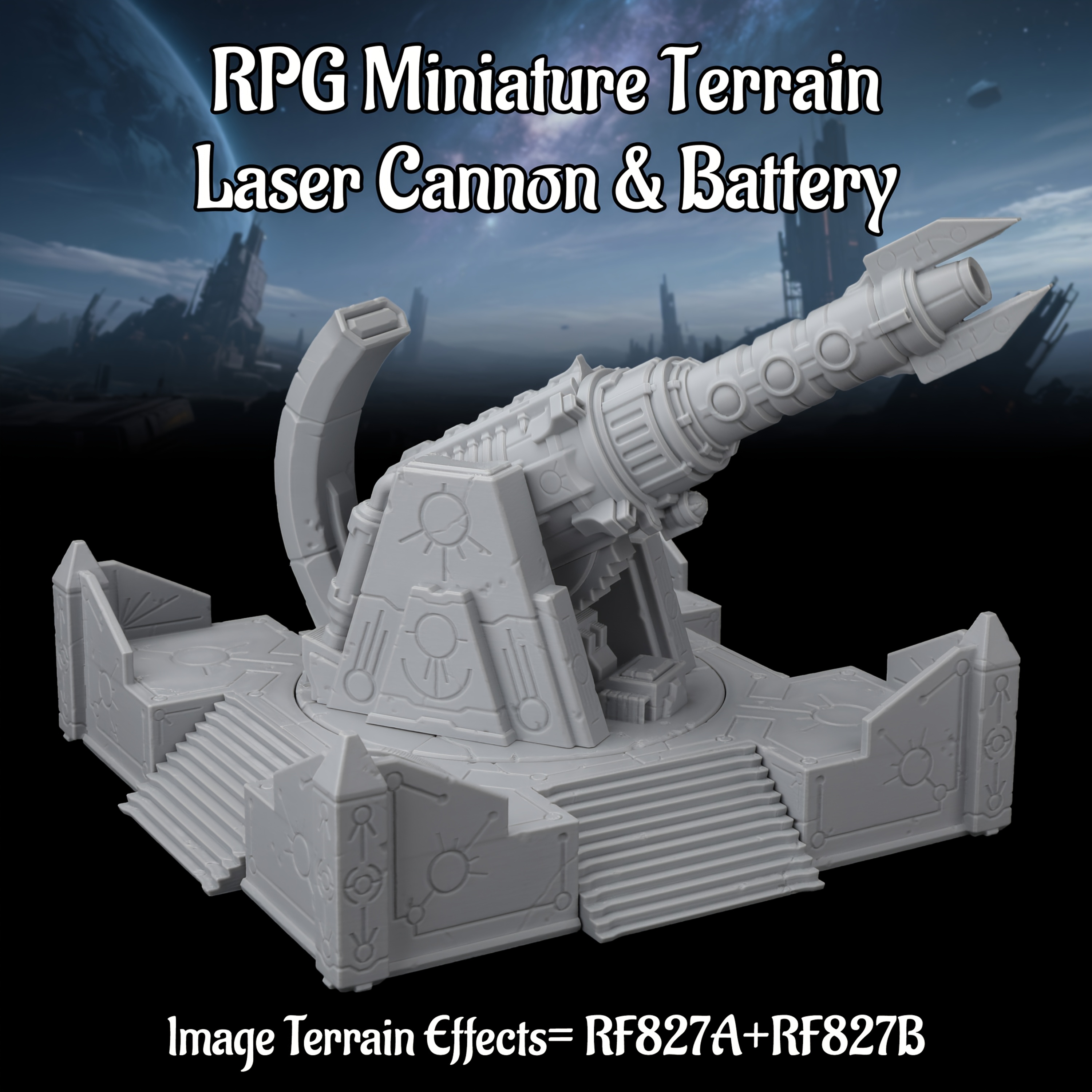 Miniature Terrain Set - Sci-Fi Base Defense Miniature Terrain, 25-28mm