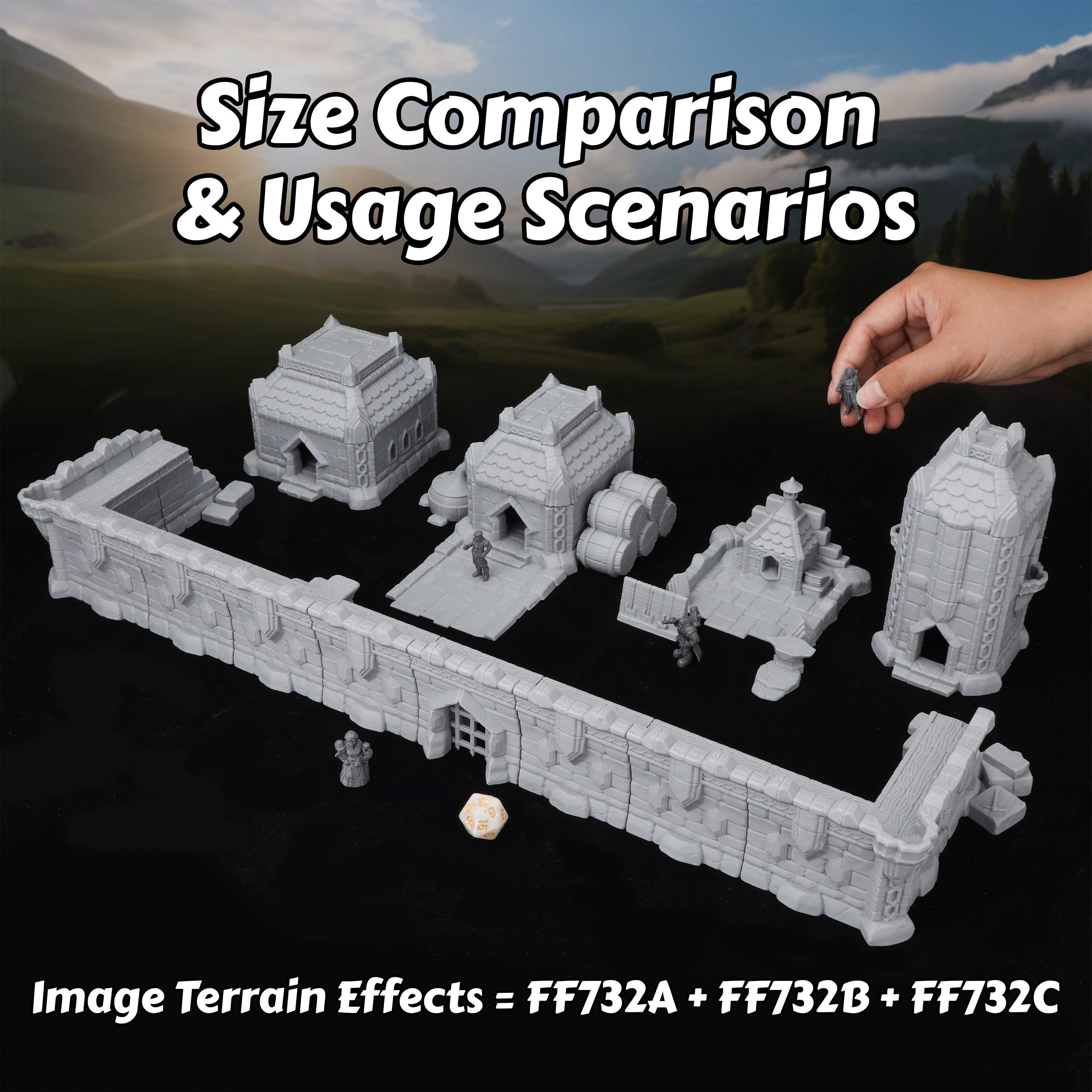 Miniature Terrain Set - Fantasy Town Buildings Miniature Set for