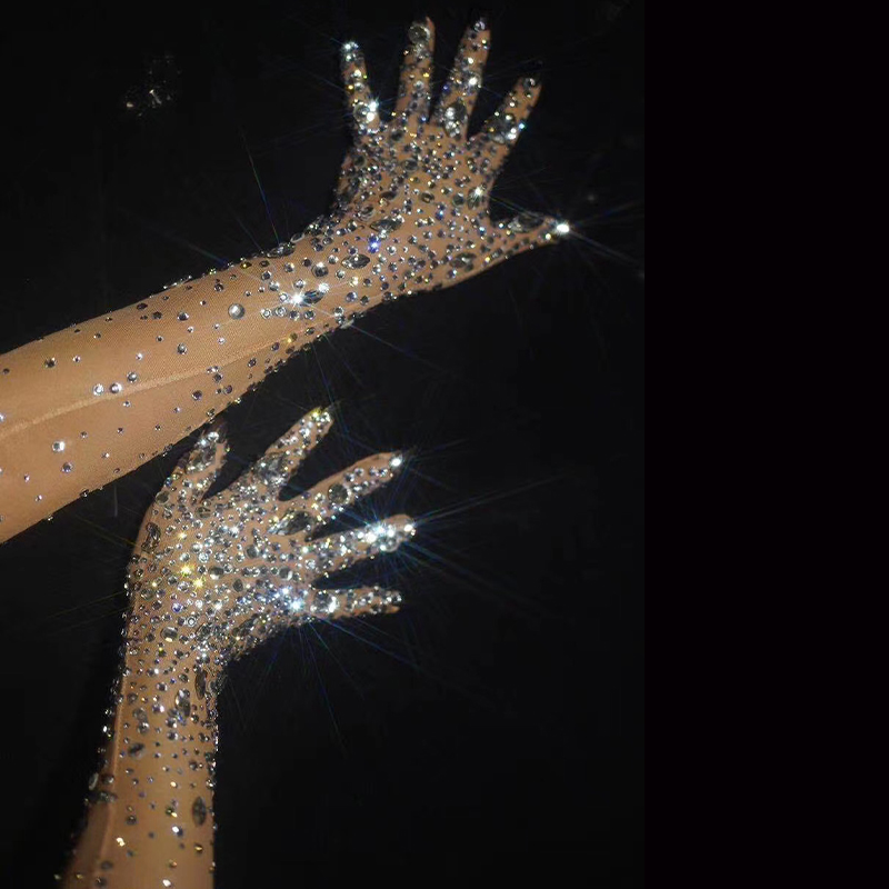 Board Game Yogi - Sexy Stretch Rhinestone Gloves Women Sparkling
