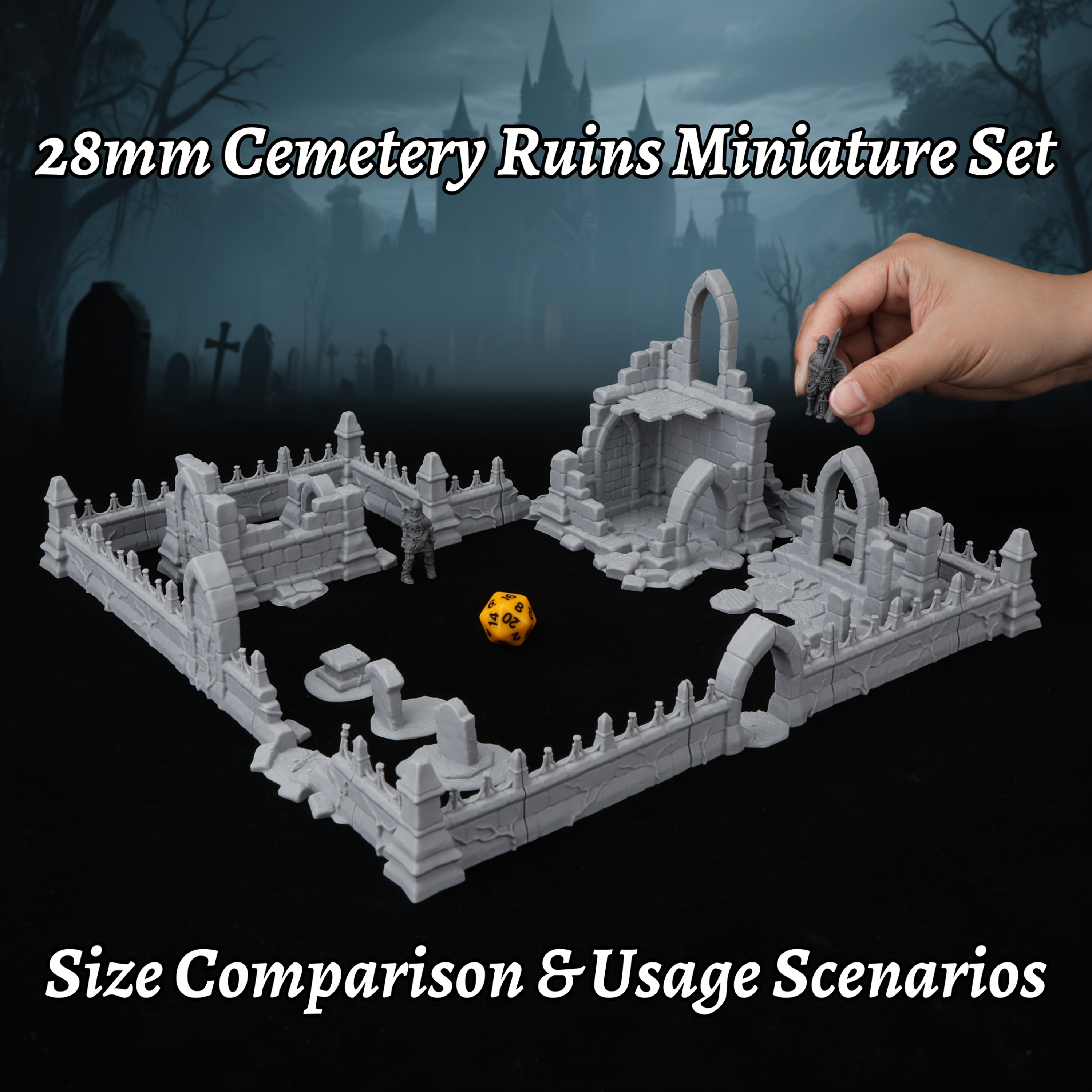 Fantasy Cemetery Ruins Miniatu - Miniature Terrain Set ulasan dan harga