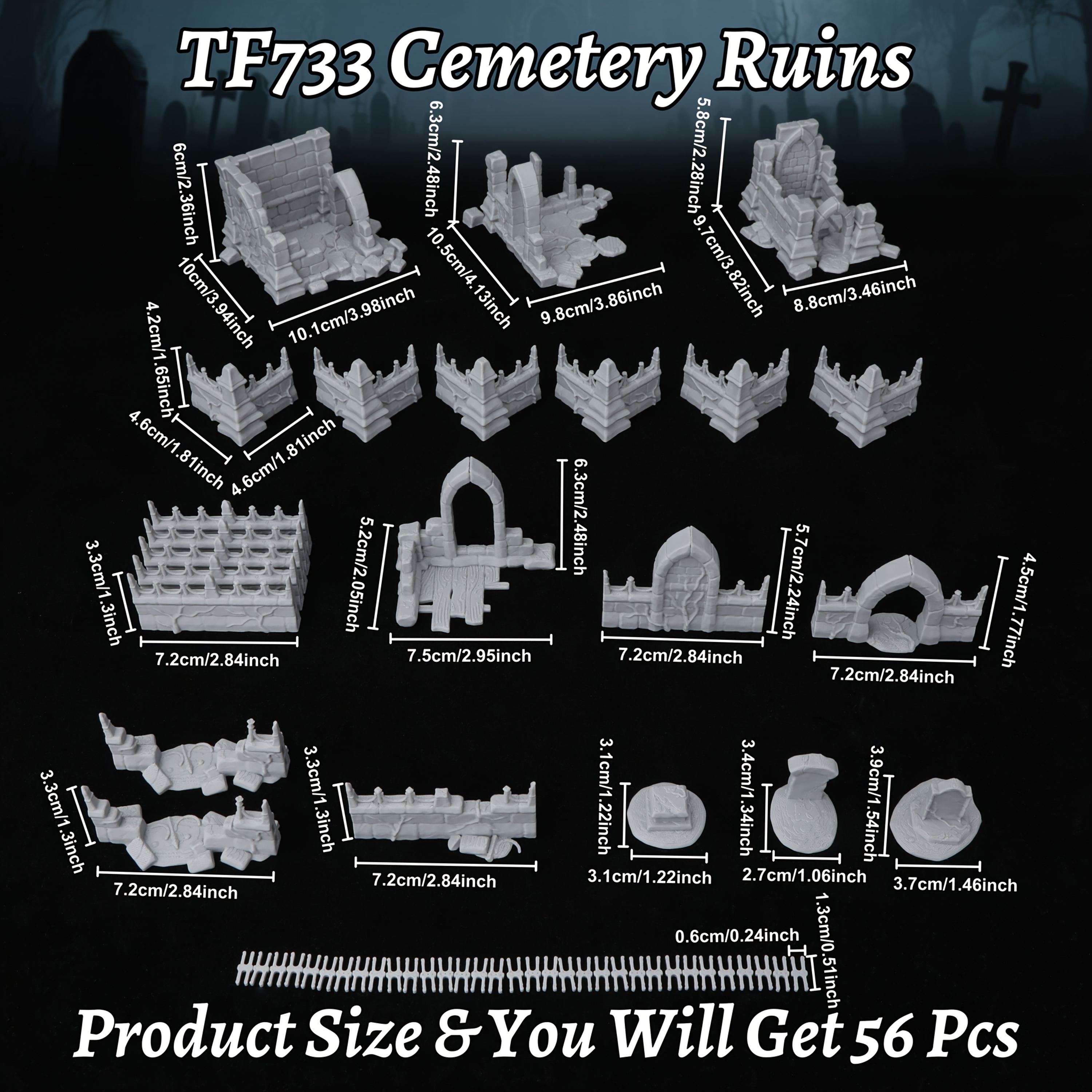 Fantasy Cemetery Ruins Miniatu - Miniature Terrain Set ulasan dan harga