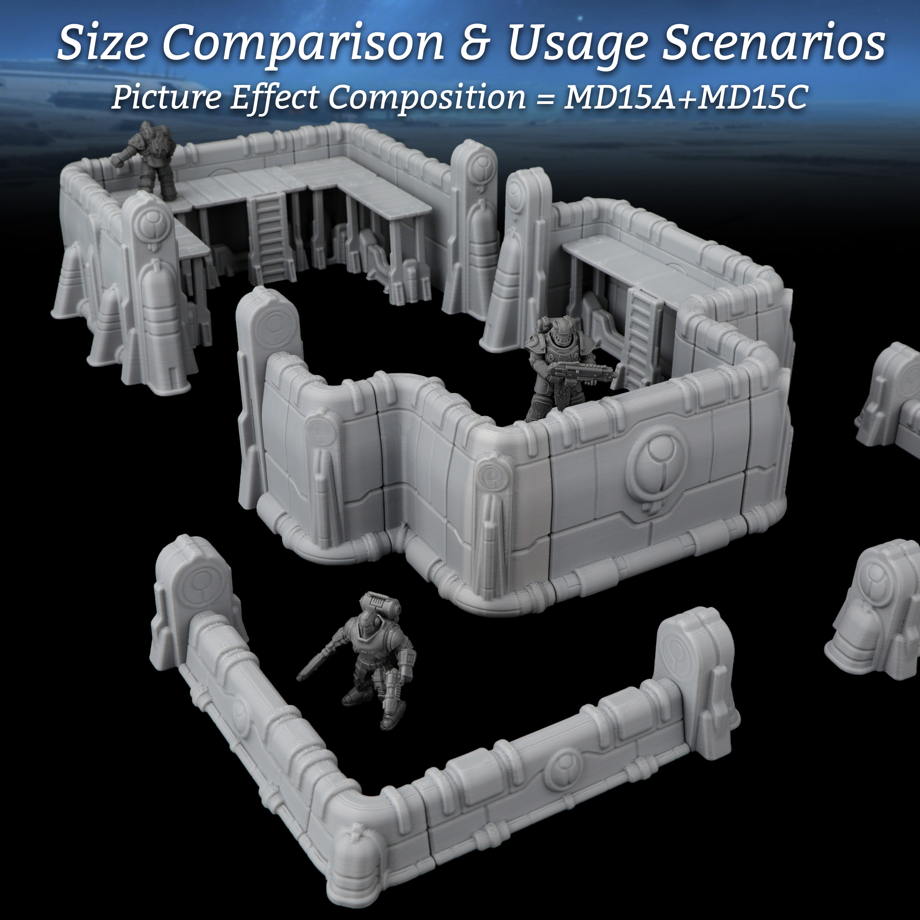 Sci-Fi Modular Fortress Defens - Miniature Terrain Set ulasan dan harga