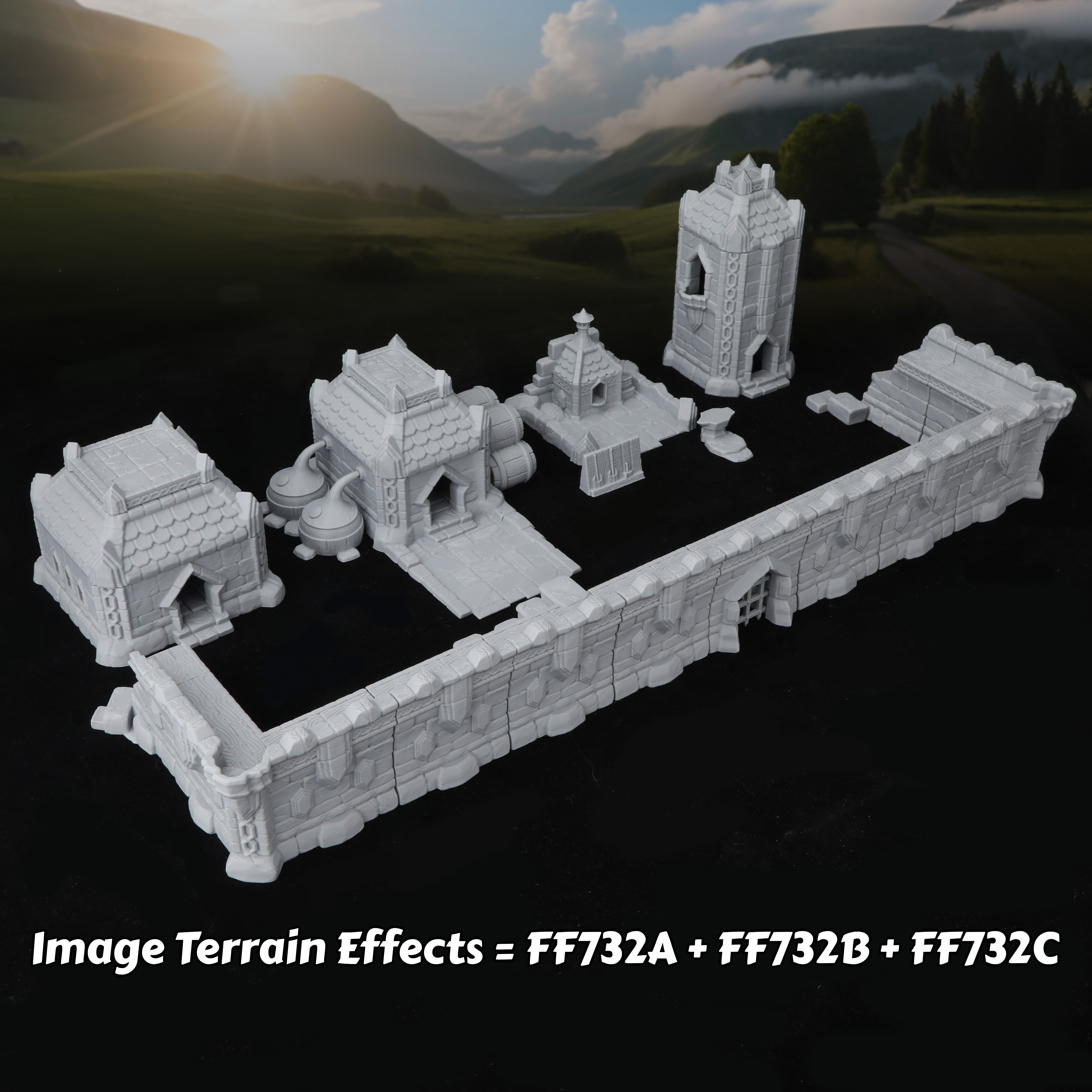 Fantasy Town Buildings Miniatu - Miniature Terrain Set ulasan dan harga