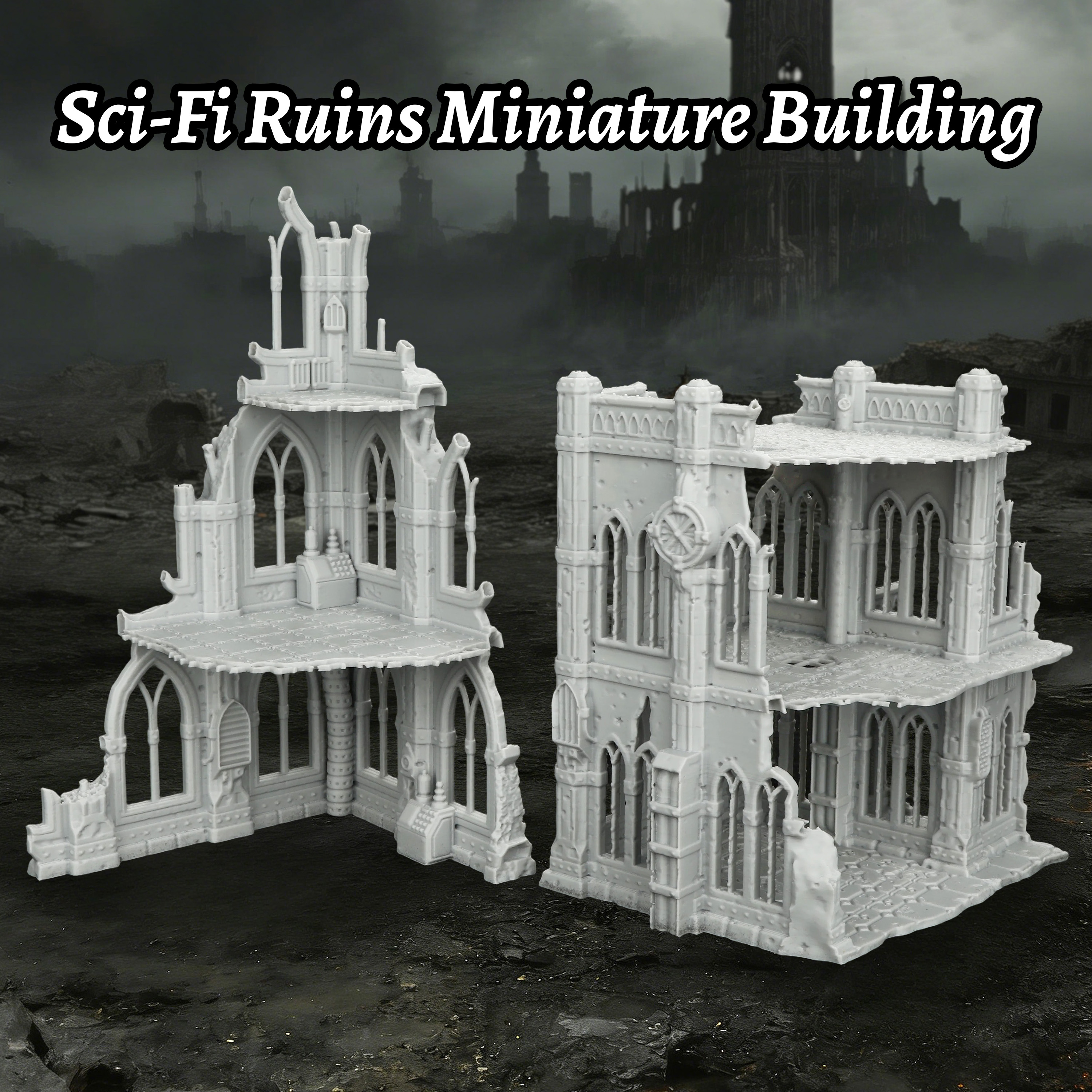 Sci-Fi Ruins Building Miniatur - Miniature Terrain Set ulasan dan harga