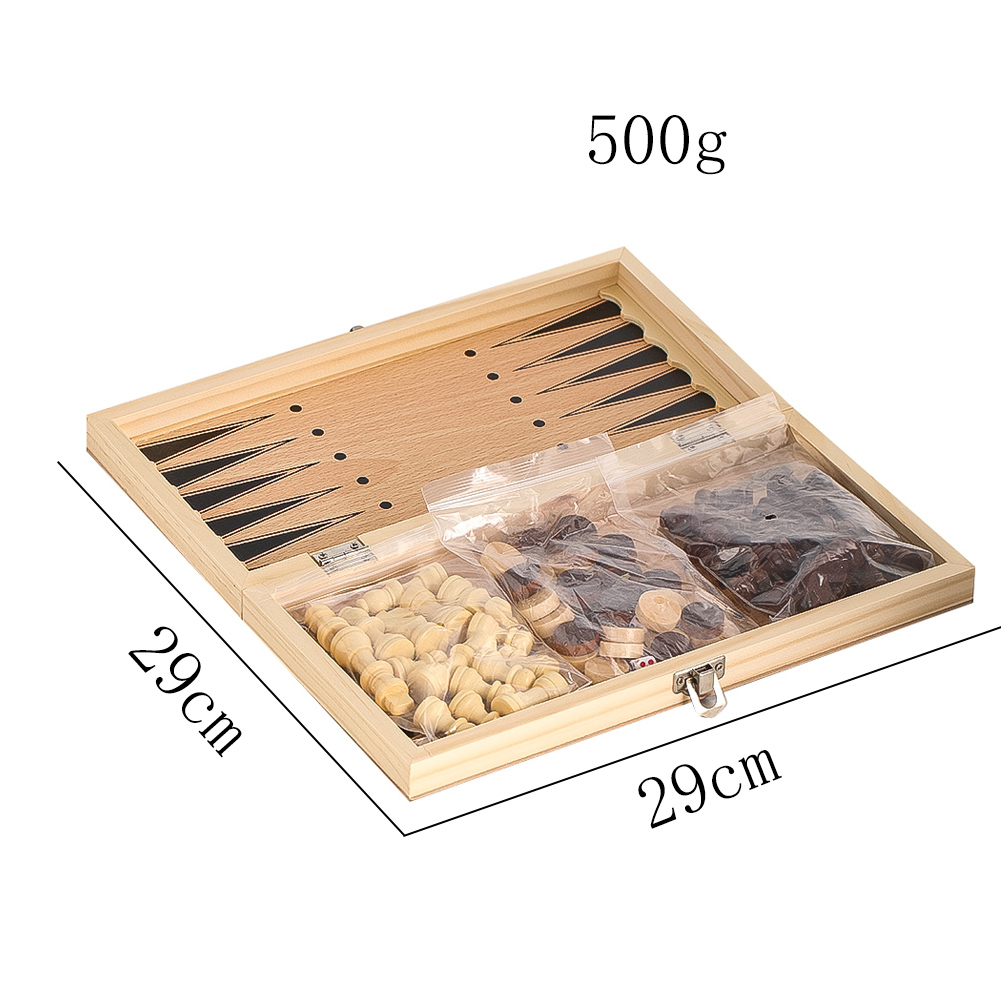 Wooden 3-in-1 Checkers Backgam - Strategy Board Game ulasan dan harga