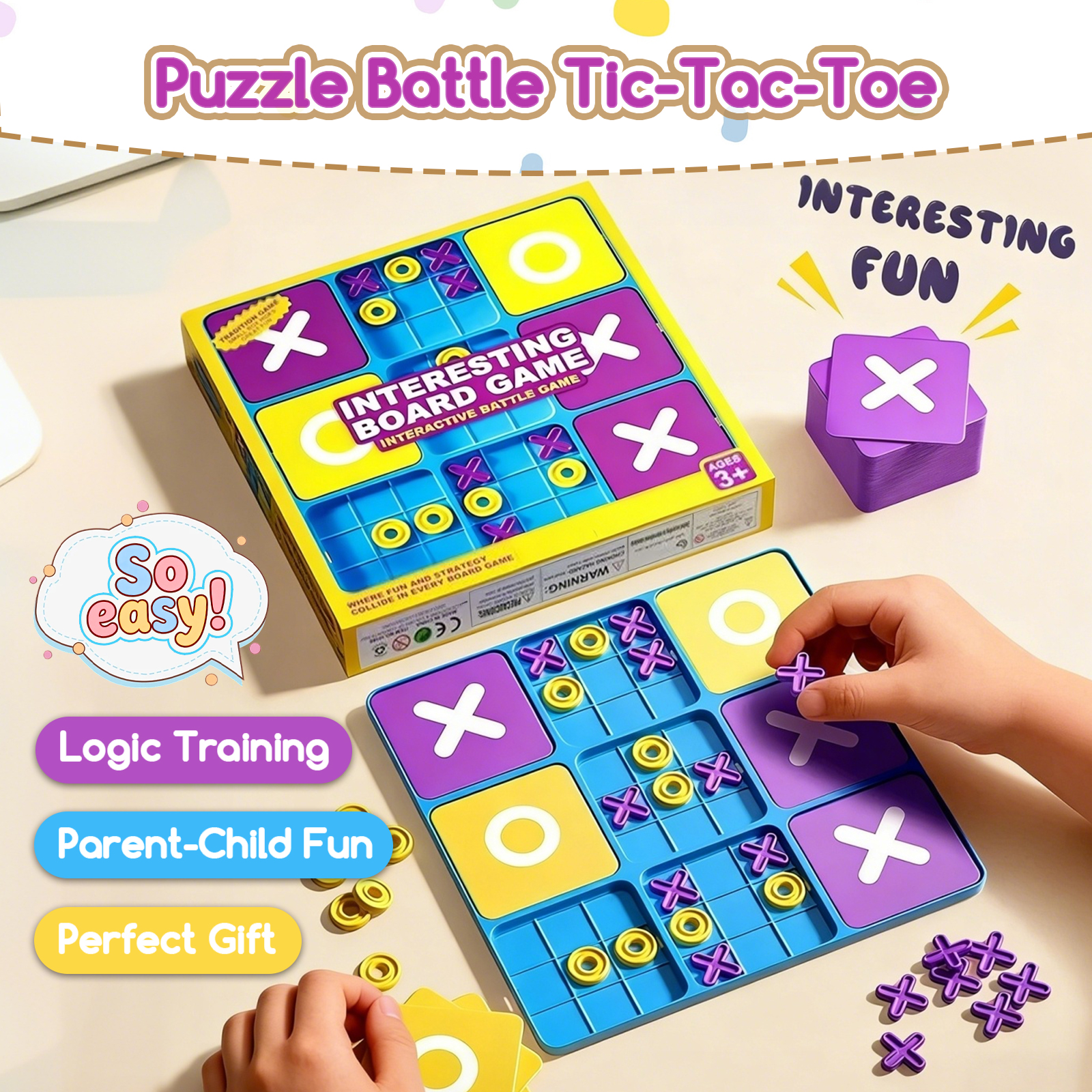 Fun Tic-Tac-Toe Board Game Kid - Strategy Board Game ulasan dan harga