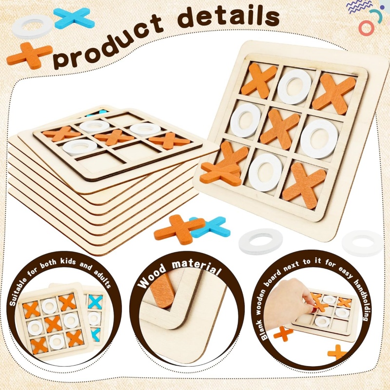 Wooden Tic Tac Toe Games Puzzl - Board Game Family ulasan dan harga