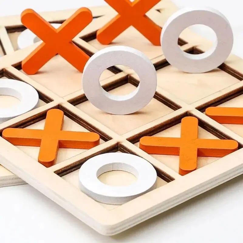 Wooden Tic Tac Toe Games Puzzl - Board Game Family ulasan dan harga