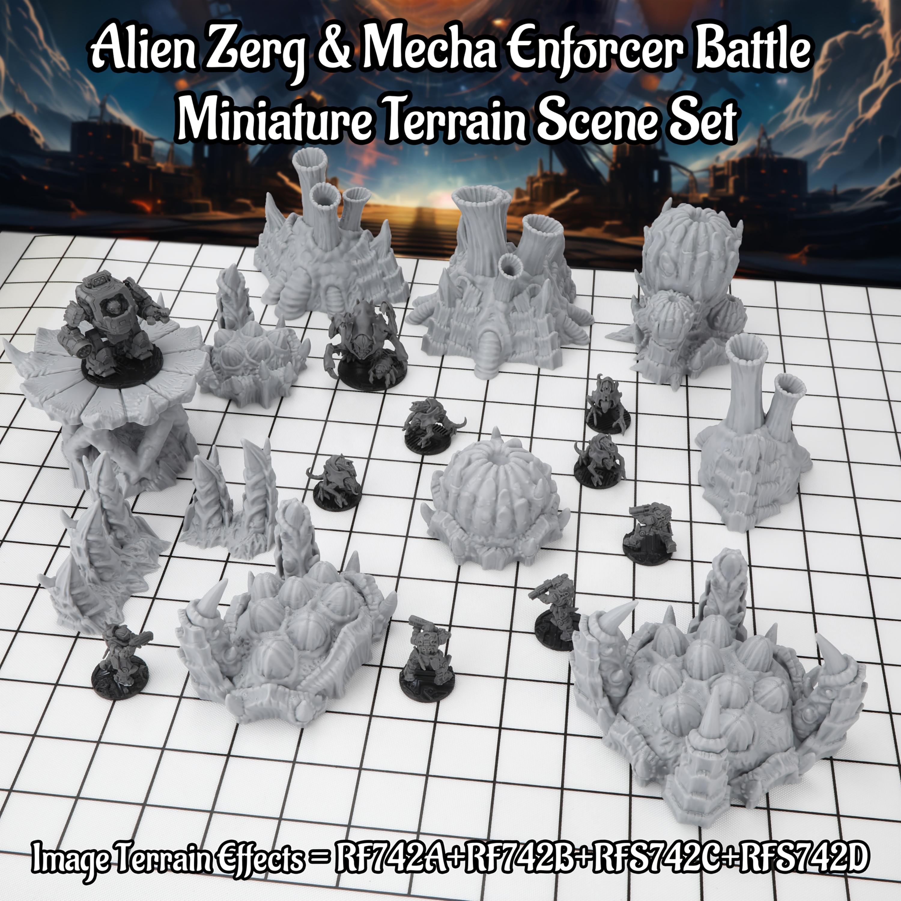 Sci-Fi Alien Miniature Terrain - Miniature Terrain Set ulasan dan harga