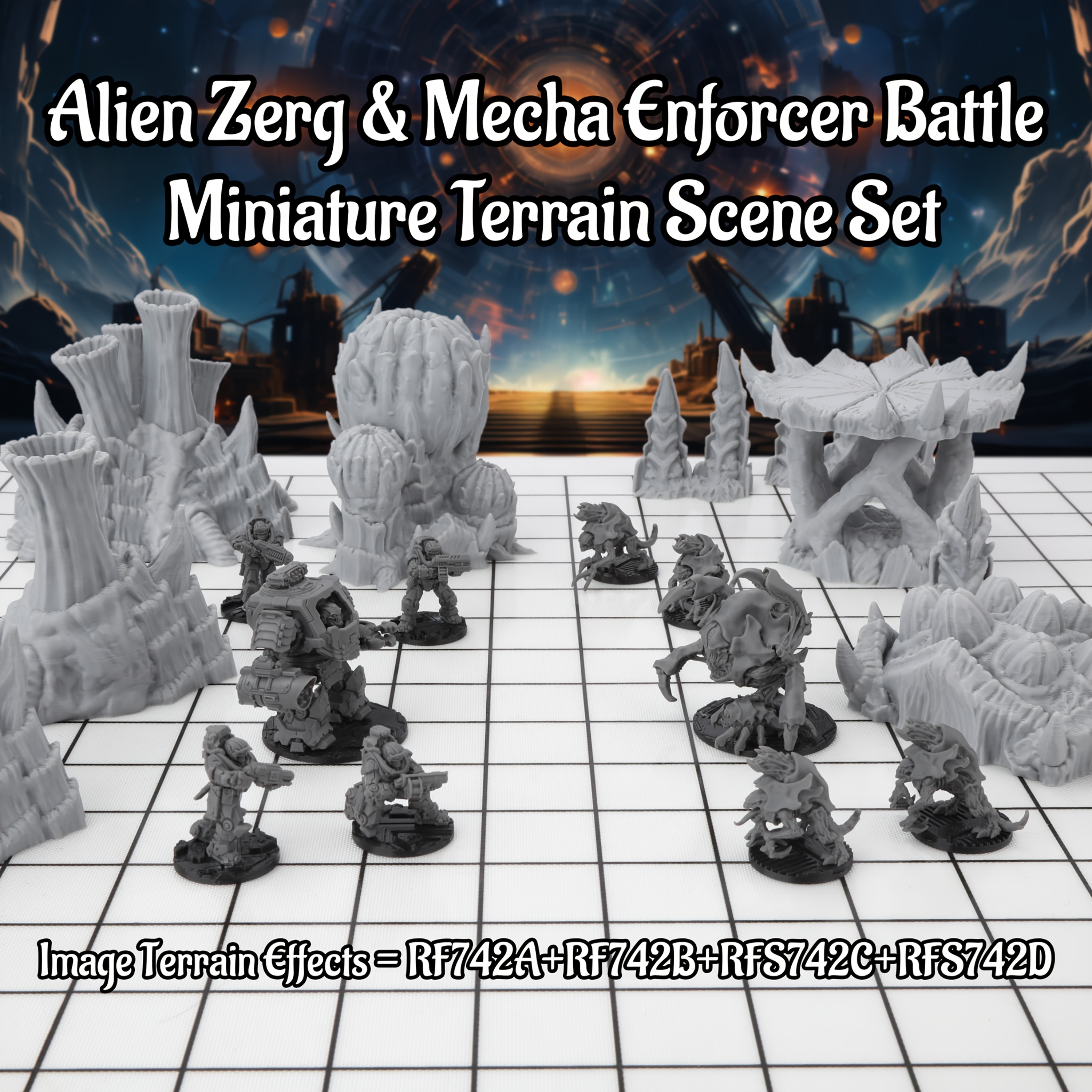 Sci-Fi Alien Miniature Terrain - Miniature Terrain Set ulasan dan harga