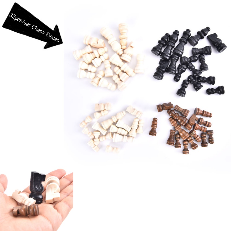 32pcs Wooden Chess Pieces Comp - Board Game Queen ulasan dan harga