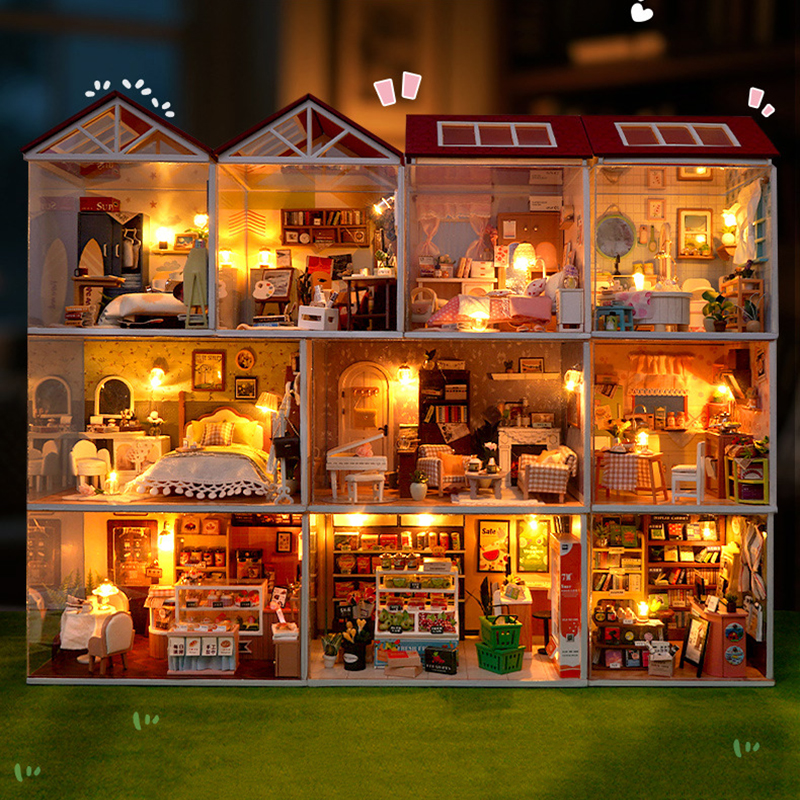 DIY Wooden Dollhouse Mini Bedr - Miniature Terrain Set ulasan dan harga