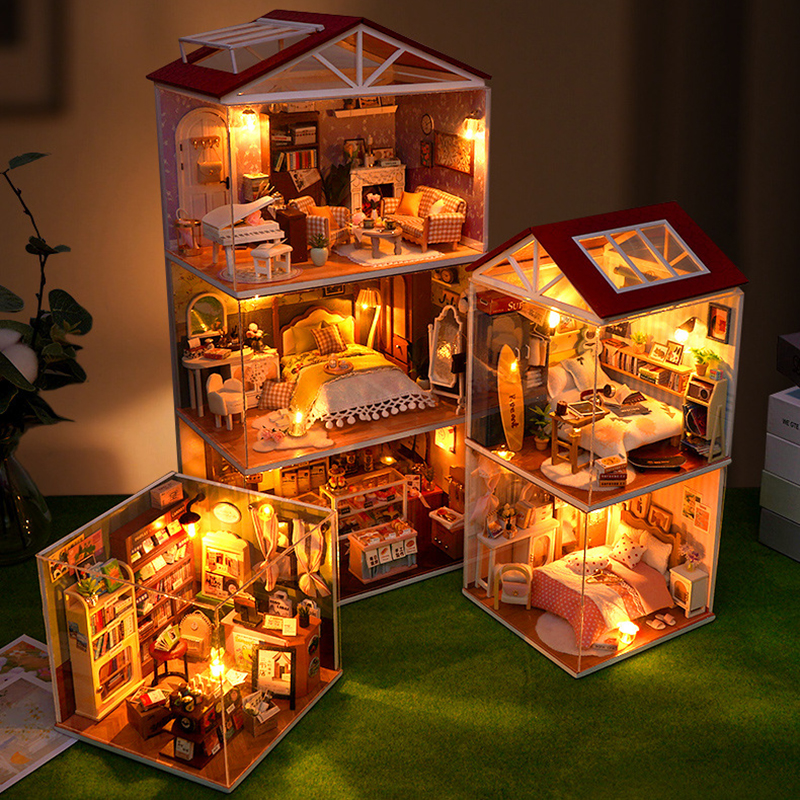 DIY Wooden Dollhouse Mini Bedr - Miniature Terrain Set ulasan dan harga