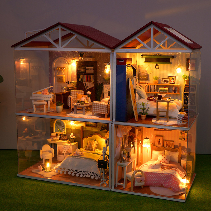 DIY Wooden Dollhouse Mini Bedr - Miniature Terrain Set ulasan dan harga