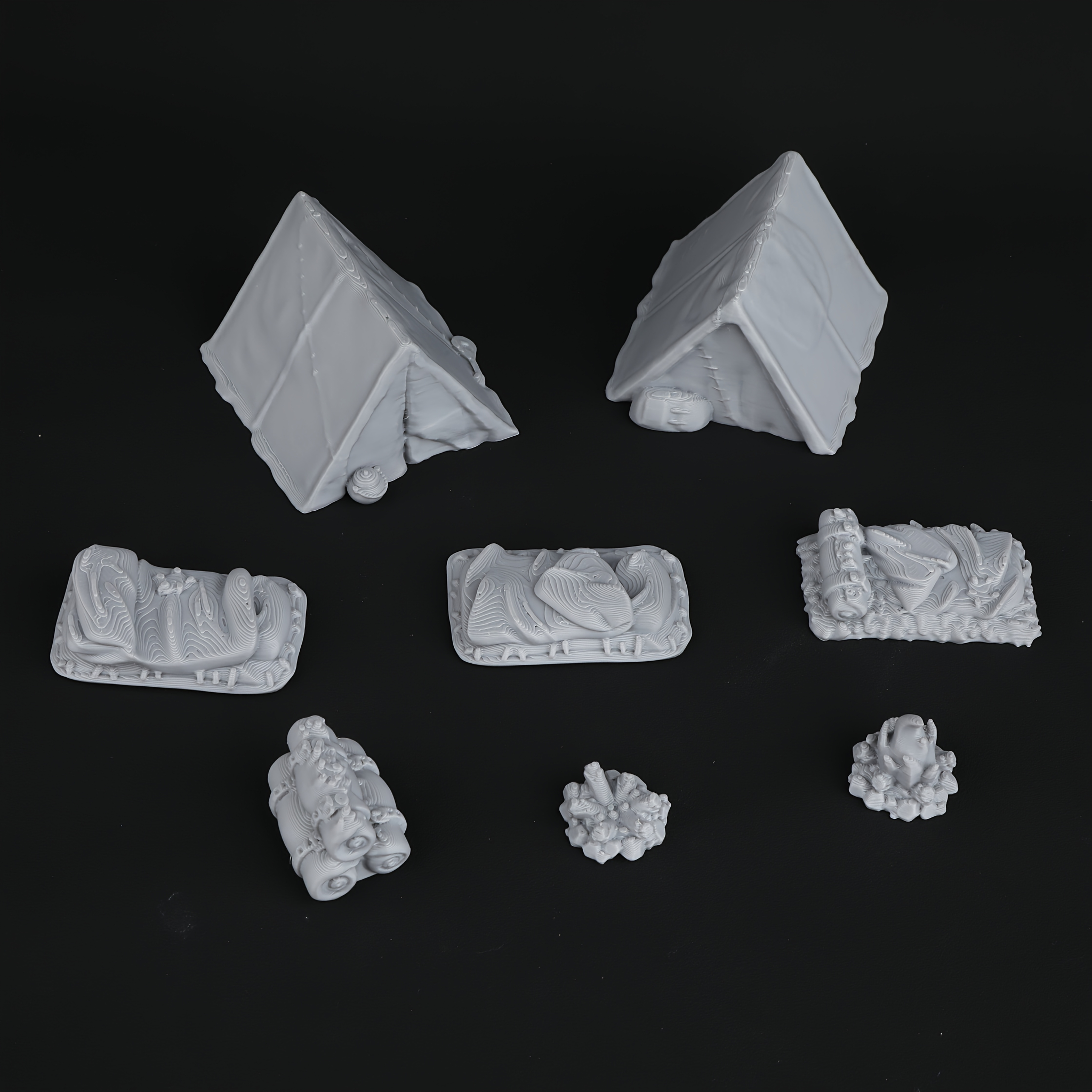 8pcs RPG Adventurer's Camp Min - Miniature Terrain Set ulasan dan harga